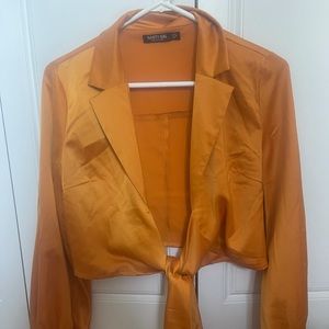 Nasty Gal orange tie cropped top